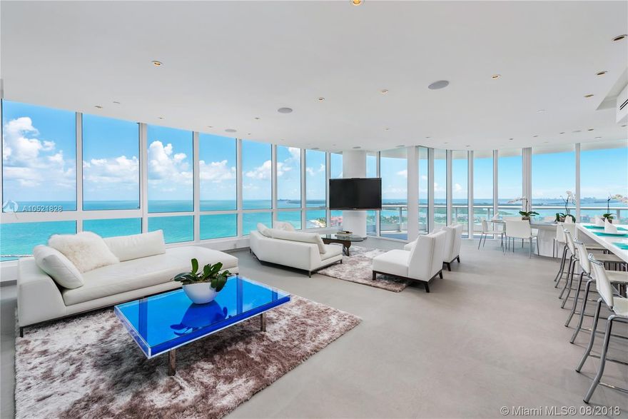 Located in the most desirable line, this spacious Southwest corner unit boasts walls of glass showcasing unobstructed views of the Atlantic Ocean, Fisher Island and the Downtown Miami Skyline. Sophisticated decor, limestone flooring, a spacious open kitchen with top of the line appliances and an unparalleled master suite with its own private balcony. Continuum is a resort style residence set in a beautiful and lush landscaped 12 acre property with 1,000 linear feet of ocean frontage, full beach service, a gourmet restaurant on site, two lagoon style pools, lap pool, three clay tennis courts, and a 20,000 SF state of the art fitness center and spa.