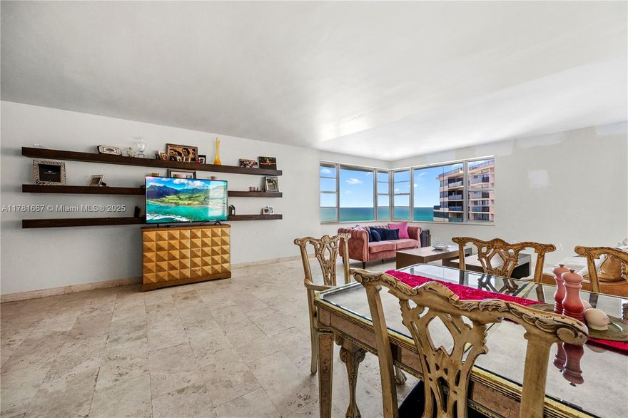 BEAUTIFULLY UPDATED SPACIOUS UNIT BOASTS STUNNING OCEAN VIEWS AND CORAL/TRAVERTINE FLOORS. WITH ALOST 1600 SQ FT, THIS UNIT CAN EASILY BE CONVERTED TO MULTIPLE BEDROOMS. MAINTENANCE INCLUDES ALL UTILITIES, STORAGE AND COVERED PARKING.
THIS PET FRIENDLY OCEANFRONT BUILDING IS UNDERGOING A COMPLETE RENOVATION TO BE COMPLETED EARLY NEXT YEAR. THIS INCLUDES CONCRETE RESTORATION, IMPACT WINDOWS & THE 60 YEAR RECERTIFICATION! SELLER WILL PAYOFF ALL ASSESSMENTS PRIOR TO CLOSING!
24 HR CONCIERGE, NEW FITNESS CENTER, PVT BEACH ACCESS & COMPLIMENTARY BEACH VALET SERVICE.. THIS BUILDING HAS IT ALL!!!!!