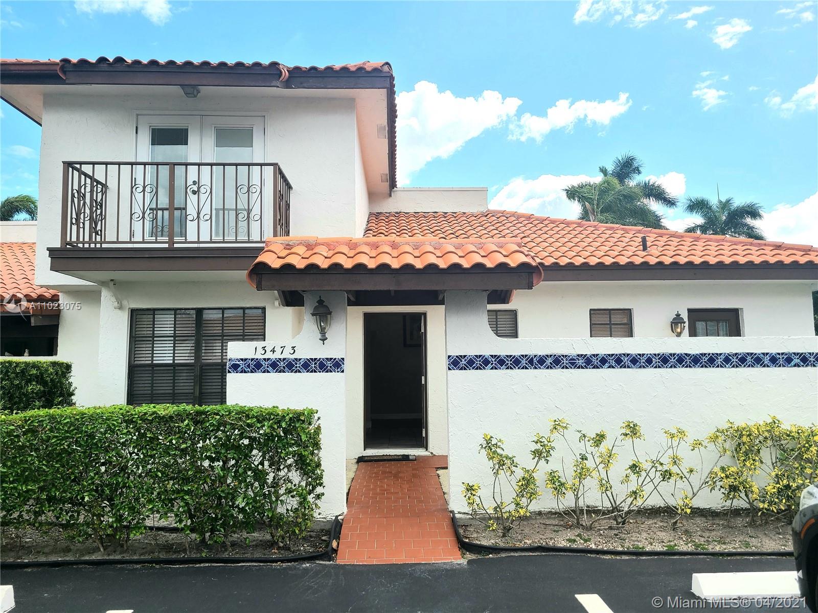 Nice townhouse, feels like a single home, 3 bedrooms and 2 full baths. 2 bedrooms downstairs with one full bath, master bedroom with walk-in closet and master bathroom upstairs, large living/dining area, with open kitchen, stainless steel appliances, granite countertops, tile in the living/dining room. Carpet floors in the bedrooms. Nice private backyard, community with pool and excellent location close to commercial areas, supermarket, and across the Polo Club.