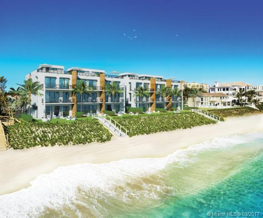 Introducing 3621 South Ocean. Palm Beach County's Newest Oceanfront Townhouse Development. 6 exceptional residences, situated on an acre+ site with 200' of beach. 3621 offers unsurpassed luxury, with a modern carefree lifestyle. 4 floors of spectacular ocean vistas and well thought out amenities. Each residence has a private elevator, plunge pool and roof top entertainment deck.  Carefully curated with hi-end finishes including: Miele appliances, Waterworks fixtures, Irpinia cabinetry, European wood & large-format marble flooring.