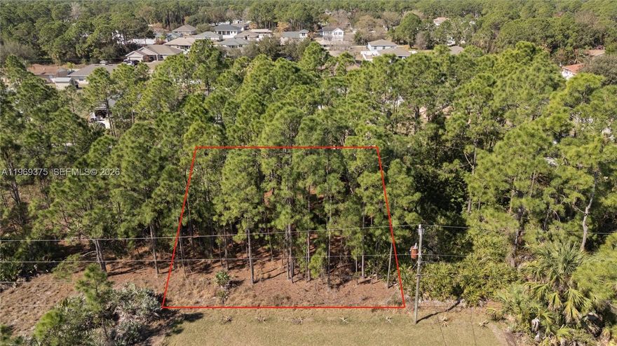 Build your dream home on this spacious 10,019 sq ft residential lot located in the desirable SE area of Palm Bay. Situated in a growing community with easy access to schools, shopping, dining, and major roadways. No HOA allows flexibility to design and build to your vision. Whether you’re looking to build now or invest for the future, this is a fantastic opportunity in one of Brevard County’s expanding neighborhoods. Aerial shots  may show other lots also for sale but main picture shows outlined lot. OTHER LOTS side by side: A11969338, A11969012, A11968956 Corner Lot Available A11969360