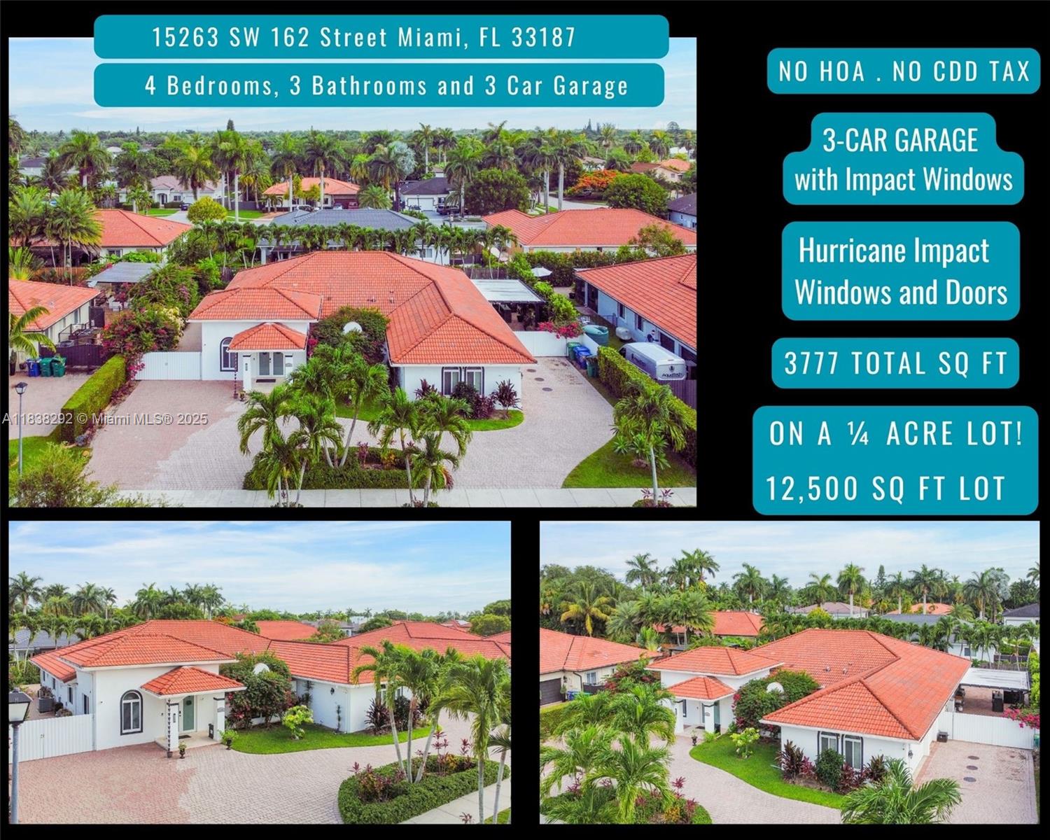 Space, Style & Comfort—All in One! This single-family home with "Mediterranean-style-villa" design features 4BR/3BA, 3-car garage, and 3,777 total Sq.Ft on a 12,500 SF lot with room for a pool & spa. Built in 2008, it offers soaring ceilings, travertine floors, spacious bedrooms, and a primary ensuite with huge closet and spa-like bath. A formal dining room sits off the kitchen, while the chef’s kitchen offers all granite counters & bar. Expansive living areas include a large living room and family room that surround a private courtyard framed by bougainvillea. Outdoors enjoy a screened porch, insulated pergola, self-maintained greenery, full pavered perimeter for boat or trailer, plus an expanded circular driveway for extra parking. Prime location—5 minutes to parks, shopping & schools.