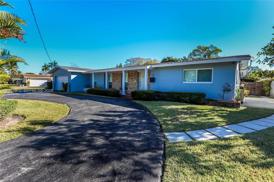 Mid-century charm in South Miami. This well-maintained home features impact windows, tile flooring throughout, a 2-car garage, and a circular driveway with ample parking. Enjoy outdoor living with a covered wraparound terrace ideal for entertaining. The backyard offers a pool with serene canal views and a 1BD/1BA in-law suite located at the rear of the property—perfect for guests or extended family. Prime location close to schools, dining, and major roadways. Seller is a licensed real estate agent in the state of Florida.