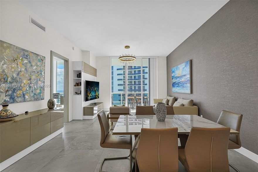 Beautiful unit on the 34th floor featuring ocean and Intracoastal views. This 3-bedroom, 3.5-bath residence offers 1,979 sq. ft. with 11-foot ceilings and has been remodeled and finished with no expense spared. A private elevator opens into the residence, which includes two balconies with stunning ocean, Intracoastal, and city views. Porcelain 36x36 floors throughout, custom walk-in closets, and an Italian kitchen with Wolf appliances complete this high-floor gem. Amenities include a state-of-the-art gym, 24-hour security, valet, beachfront service, an on-site restaurant, and more. Tandem parking included.