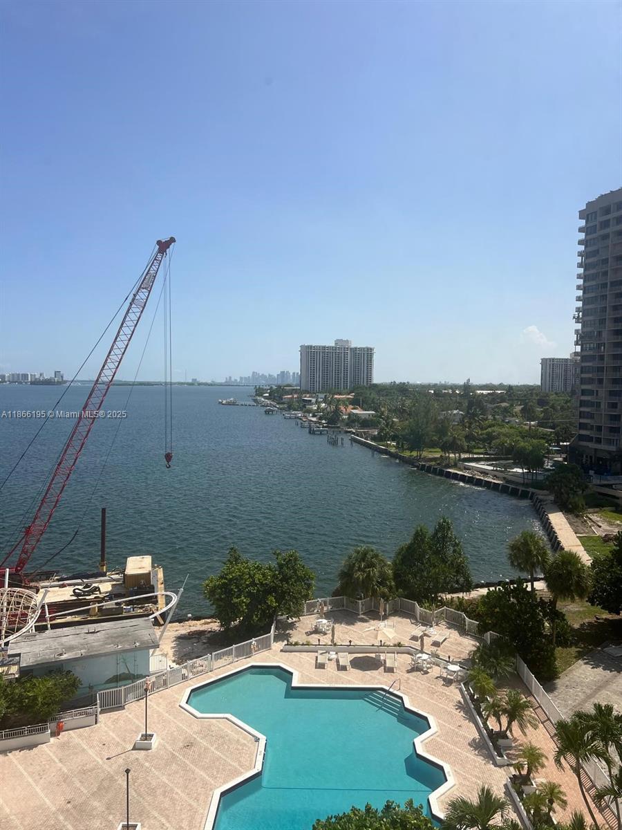 Spectacular views. Amazing location. Centrally located , minutes away from Bal Harbor. Partially furnished with great taste. This one bed apartment has 1 and 1/2 bathroom. Come and see it. Just perfection! All utilities are paid.
