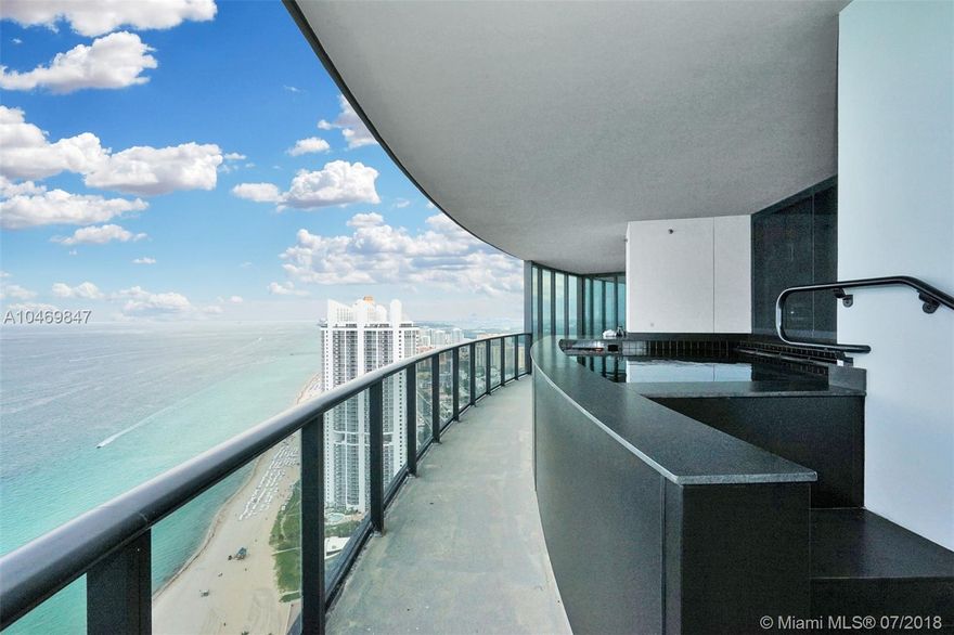 Porsche Design Tower #4701. This is decorator ready 5,900 square foot condo with two private car garage at your doorstep features four bedrooms and four bathrooms. This residence also has a private swimming pool & outdoor barbeque; space is designed to give endless views. The wrap around residence has over 10' ceilings, internal elevator, & over 1000 Sqft of a private terrace. Must see!