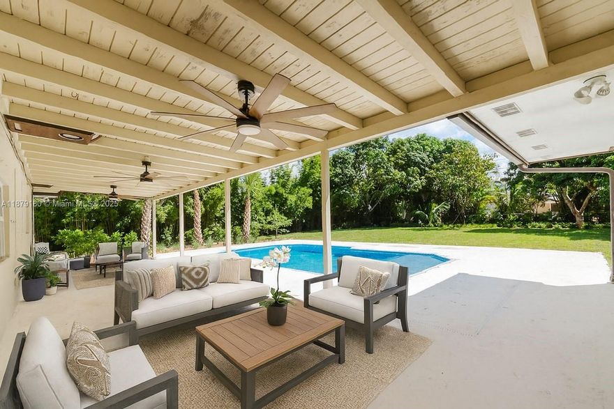 Welcome to this beautifully updated 3-bedroom, 2-bathroom home in Palmetto Bay. With 1,688 sq. ft. of living space on a generous 15,515 sq. ft. lot, this residence blends timeless charm with modern upgrades. Highlights include a custom kitchen with quartz countertops and Café appliances, a luxurious primary suite with marble shower, and sleek porcelain flooring throughout. Step outside to a private backyard oasis featuring a sparkling pool with a new Diamond Brite finish and plenty of room for entertaining. Ideally located near top-rated schools, parks, and all that Palmetto Bay has to offer, this home is the perfect combination of comfort, style, and convenience.