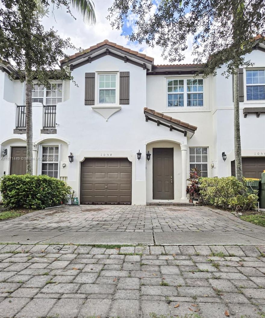 Spacious 4-bedroom townhouse located in the gated community of Villas at Portofino East. This quiet enclave of just 86 homes offers a family-friendly environment with convenience at your doorstep. The home features a thoughtfully designed layout with a half bath on the first floor, a 1-car garage plus space for two additional vehicles in front. Supermarkets, pharmacies, and a hospital are all within walking distance.