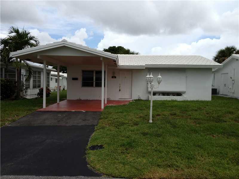 Well maintained community, 2 Bedrooms, 1 Bathroom, Updated Kitchen, Tile, Painted and Bathroom, Newer Roof and A/C, Located in Golfing Community, 55+, New stainless steel appliances, Granite counter tops, Across from the pool and clubhouse, Owners have ac cess to the golf course, Washer/Dryer hookup on the side of the house where double doors are at. Lease with Option to purchase, Water/Sewer included