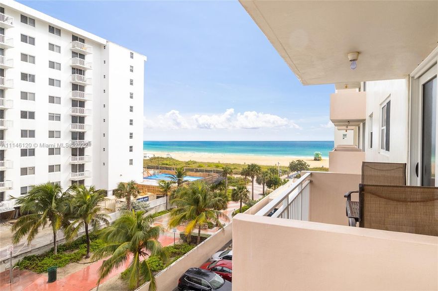 Best price for sunny 1 bed 1 bath condo w/wonderful ocean view & balcony! Your opportunity to live right on the sand in fantastic oceanfront building in sought after South of 5th St neighborhood. Enjoy the beautiful ocean views right from your unit w/tile floors throughout, open kitchen, updated bath w/large shower, great closet space including walk in & an extra closet that is perfect for a washer/ dryer if you desire (building allows owners to install if they choose). Impact sliding door leads to your large open terrace-close enough to see and hear the ocean waves. Popular newly remodeled building w/new heated pool, new elevators, & exterior updating in process w/no special assessment. Low maintenance fee includes 24 hr security, cable & internet. This is your perfect piece of paradise!