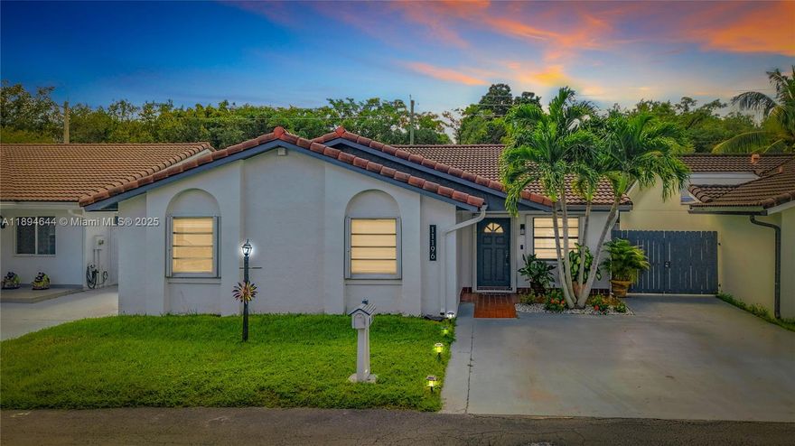 Your Dream Home Awaits! Welcome to this beautifully renovated home, meticulously updated in 2024 with modern finishes and attention to detail throughout. This stunning property features accordion shutters, renovated bathrooms, elegant porcelain floors, and a modern kitchen with quartz countertops and new appliances. Enjoy a spacious family room that’s perfect for entertaining and a private patio with no neighbors behind, offering peace and relaxation. Located in a well-maintained community with very low HOA fees, residents enjoy great amenities including a swimming pool, tennis courts, and playground. Perfectly situated close to major highways, shopping centers, and top-rated (Grade A) schools, this home combines comfort, convenience, and style..Everything you’ve been looking for!