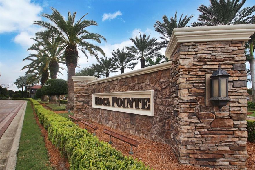 Beautiful corner, top floor unit in Boca Pointe. This unit features over 1,700 sq ft, 3 bedrooms, 3 bathrooms, 2 enclosed balconies from which one of them overlooks the lake.New waterproof vinyl flooring all throughout, a spacious master suite, walk in closet, large kitchen, split floor plan, sky lights. One assigned covered parking space and one storage unit as well.Boca Pointe is a non mandatory membership community; golf, tennis and social memberships are offered based on availability; gated community that offers beautiful grounds, clubhouse, 24 hr guard gate, security, pool, walking trails. Prime location in Boca Raton close to restaurants, shopping, A+ schools. No rental waiting period after purchasing, rents annually for $3700-$3900.Owner motivated/ready to sell, property needs work.