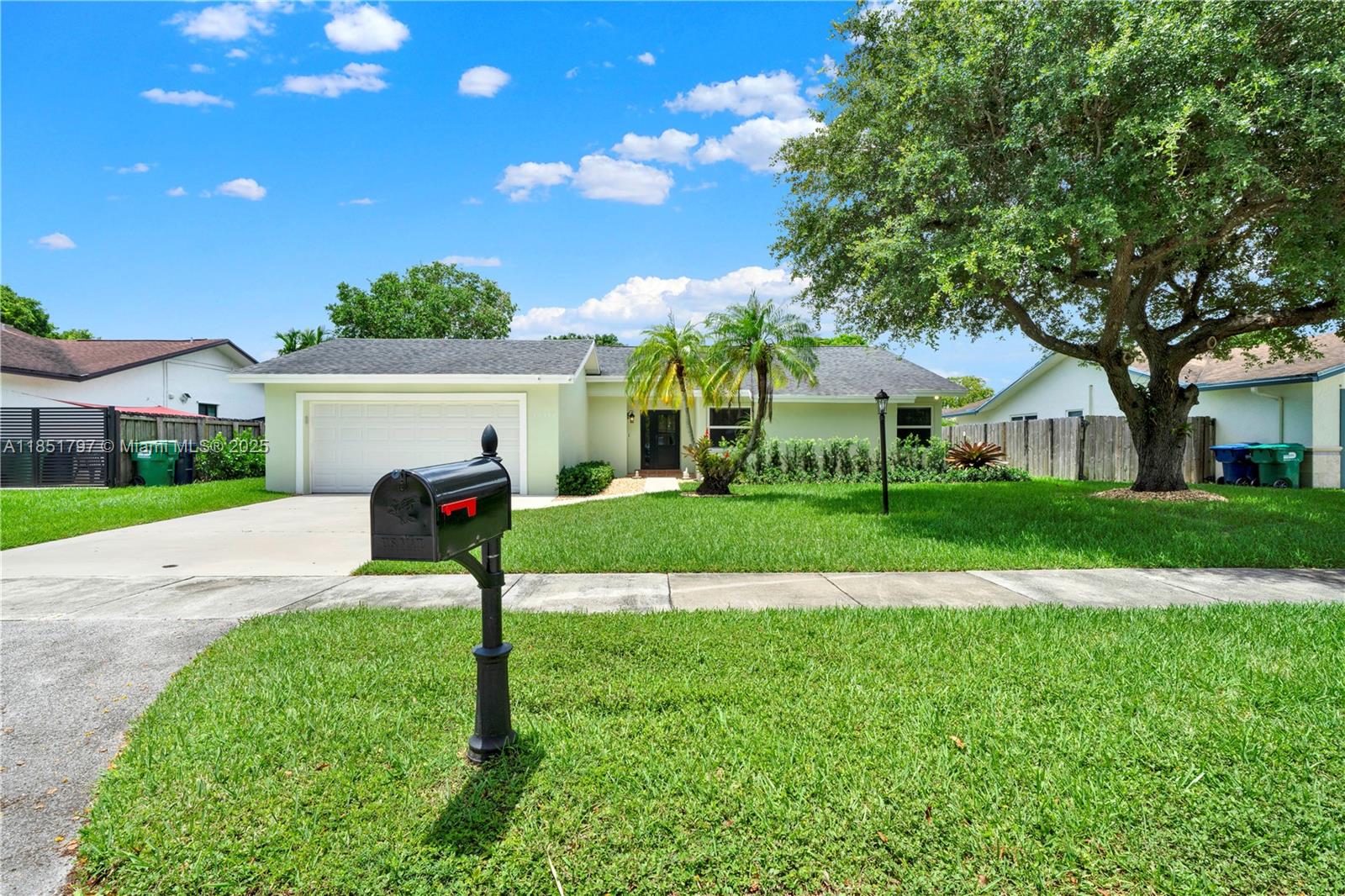**Well-Maintained Calusa Home with Modern Upgrades – No HOA**
Long-time owner offers this charming 3-bedroom, 2-bath home in the desirable Calusa neighborhood. Features include a foyer entry leading to a spacious living room with vaulted ceilings, complete impact glass doors and windows (2024), and newer kitchen appliances. New vinyl wood flooring in all the bedrooms with brand new window treatment. Architectural shingle roof (2019), new AC (2024), water heater (2025), and washing machine (2024). Hurricane-rated garage door recently installed in 2024. Covered side patio with skylights, room for a pool, and two mature lychee trees in the backyard. Freshly painted inside and out. Manicured landscaping.