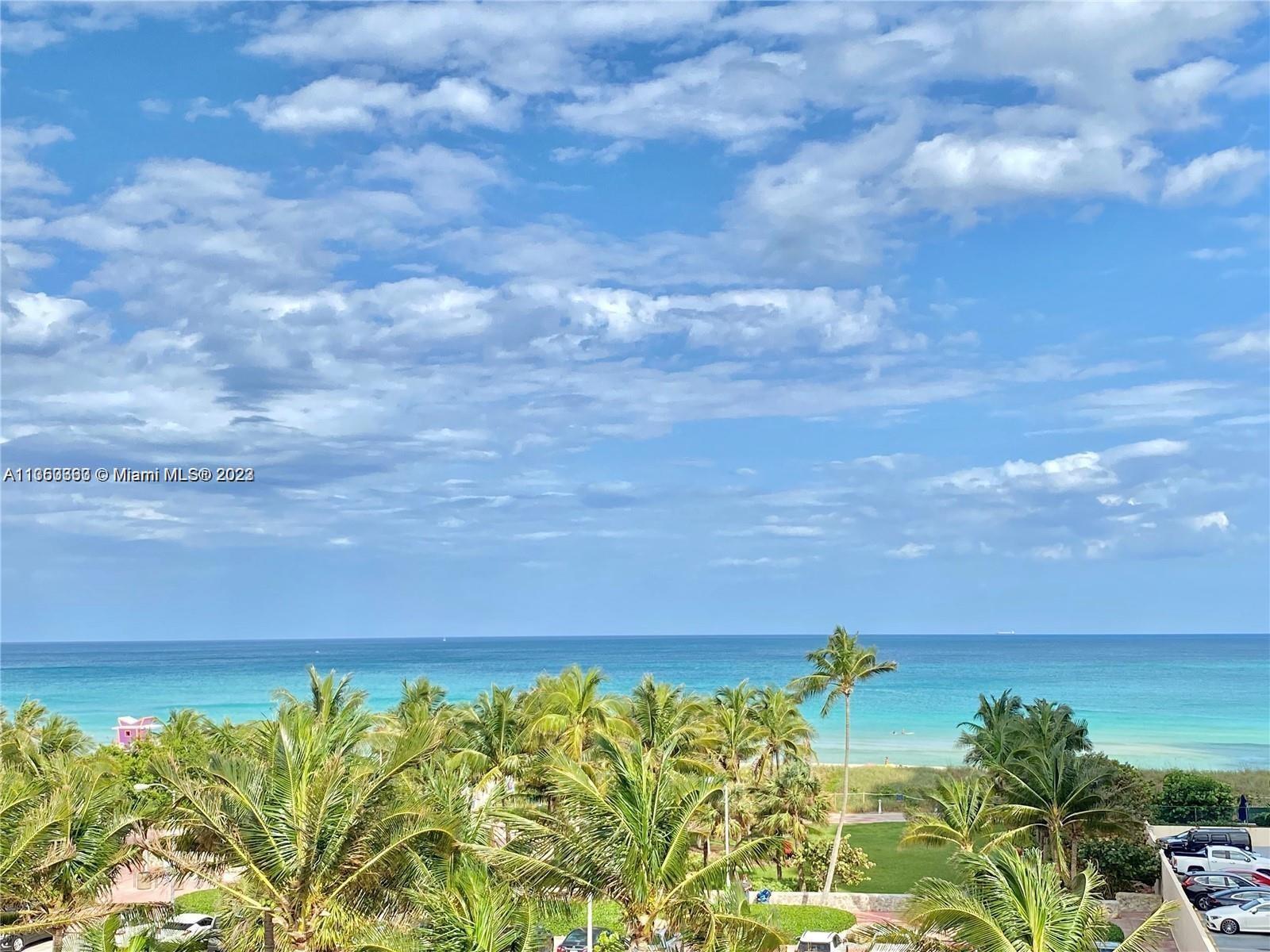 Annual lease only! Spectacular Direct Ocean View from your living room, open kitchen and bedroom. Top floor 2 bedroom 2 full bath corner unit with East & South exposure. Separate doors from living room and bedroom lead you to the oversized balcony where you can watch the sunrise and enjoy the view of the turquoise Atlantic Ocean. This clean home features new A/C unit, new refrigerator, dishwasher, electric range and has a stacked washer and dryer. The building is quiet, unit comes with 1 covered assigned parking. Across from the beach and Allison Park, walking distance to many amazing restaurants. Showings with 24h notice. Tenant occupied until March 15th.