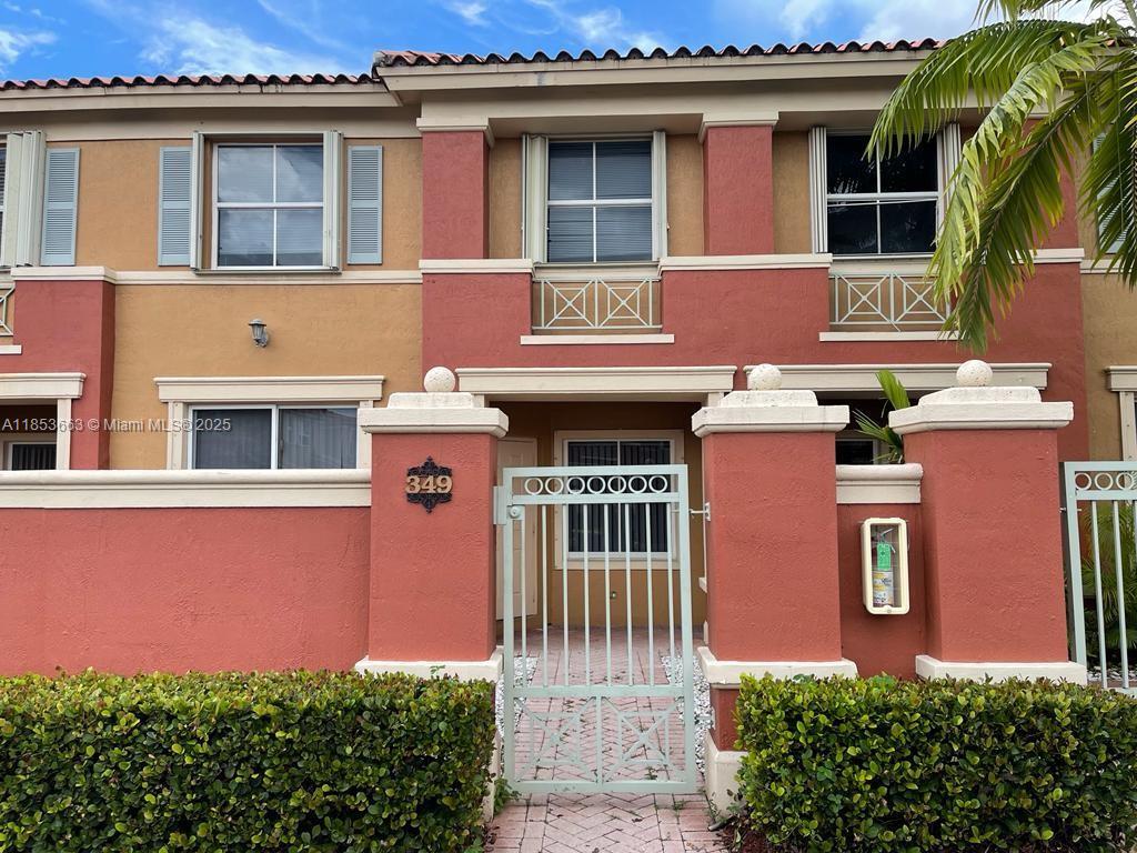 Beautiful two-story townhome in the community of the Gates at Doral. Stainless Steel Appliances. The townhome has 1/2 a bath downstairs and 2 baths upstairs. One parking spot is assigned and the community has ample guest parking. Community pool and kids playground. It is cose to schools. NO pets Allowed.