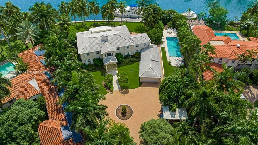 From the moment of arrival, a balance between grandiose architectural elements and thoughtful, understated details set the tone for this magnificent, waterfront Estate. Nestled on an almost 30,000 SF, pie shaped lot and located in the exclusive and gated Sunset Islands, this home is the epitome of luxury living. Enjoy 5,413 SF of living area including 5 beds, 7/1 baths, an office, grand room and stunning oak wood bar. Transform this sanctuary into your personal paradise. Outdoor balconies, oversize terrace, lap pool, manicured lawns and almost 200’ of water frontage with direct ocean access provide for majestic living indoors or out. Enjoy the private side of Miami Beach while still being steps away from world class dining, shopping and entertainment.