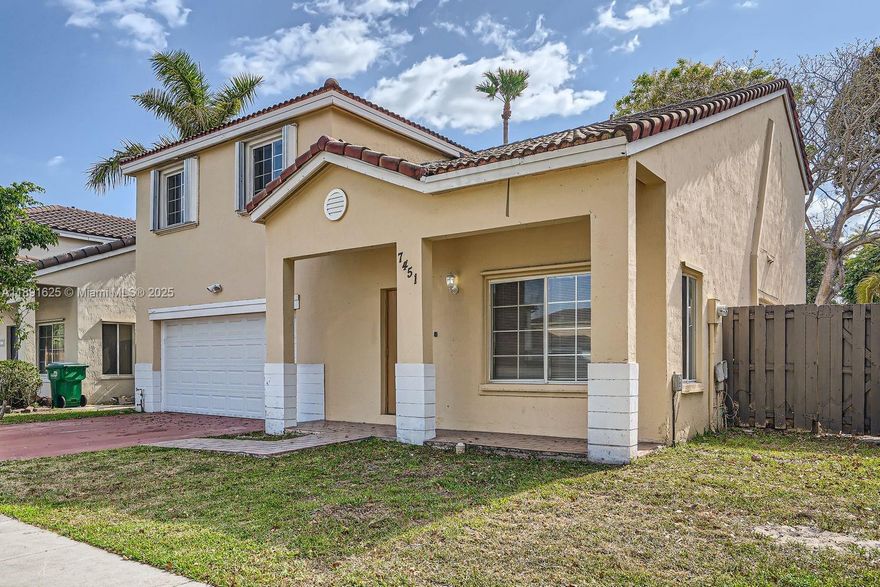 This beautiful single-family home is located in a quiet, well-kept neighborhood and features 4 bedrooms, 2.5 bathrooms, and a two-car garage. The ground floor offers tile flooring throughout, a convenient powder room, and a kitchen equipped with stainless steel appliances. All bedrooms and two full bathrooms are located upstairs, providing separation and privacy. Conveniently located near major retailers such as Walmart, Home Depot, Publix, Baptist Health West Kendall Hospital, restaurants, and more! Schedule your showing today!