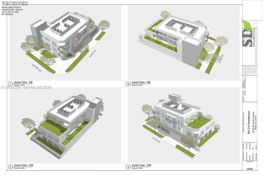 100% SITE PLAN APPROVED PROJECT. 8 all market rate units (can be sold as individual condos if desired) of 2/2's with 8 parking spaces. 8 inch water line/ 12 inch sewer abutting property and ready to connect no costly extensions needed. 2nd option for 25 units / 6 stories was approved in pre-app with the planning department if the buyer is interested. Blocks from the $1 billion redevelopment project Southplace City Center a "city within a city," featuring 5,000 residential units, 500,000 sqft retail, and a hotel. A lot of development in planning within two blocks (see photo). Not in a flood zone. Please email me for a copy of the full site plan. LOWEST PRICED PER SQ FT FOR THIS ZONING IN 33177 or 33170.