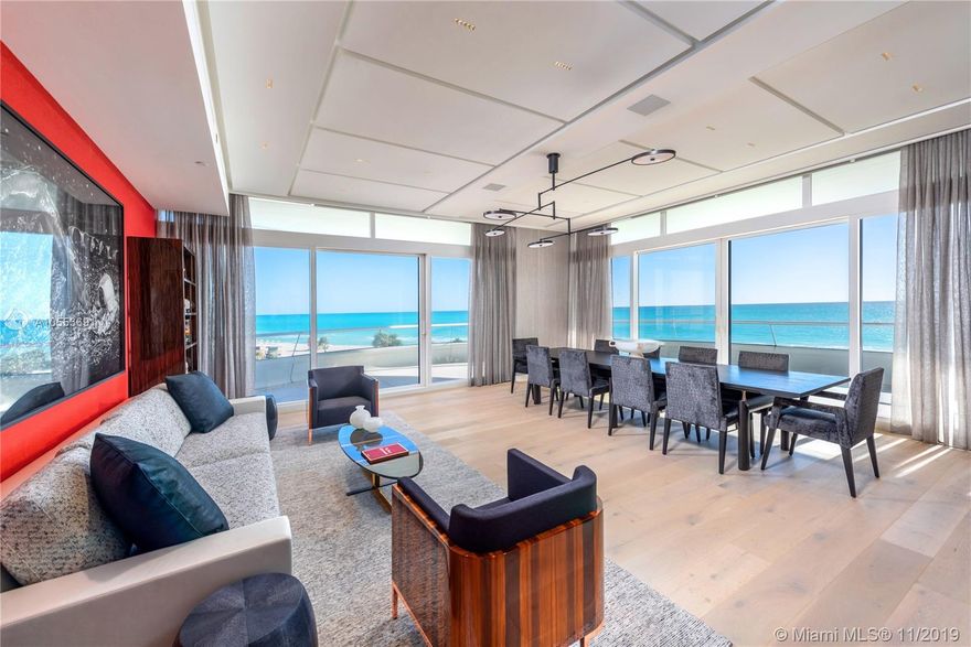 Designed by Foster + Partners, Faena House is the epitome of true indoor/outdoor living, designed to seamlessly connect with its oceanfront setting. This magnificent turn-key 4-bed, 5.5-bath unit, spanning 6,246 sq. ft. including the balcony, offers a custom interior with beautiful finishes by Fanny Haim, and a Savant home automation system. The custom Molteni kitchen has terrazzo floors and Miele appliances. The master suite features an expanded closet by Ornare and bathrooms by Permasteelisa. A continuous balcony wraps around the apartment, extending the living space outside. The premier A-line is the most coveted line in the building. Residents have access to the amenities of the adjacent five-star Faena Hotel. The hotel’s service and amenities are brought to your personal refuge