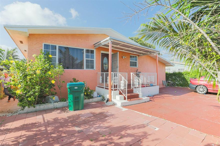 Nice 3-bed/2-bath home plus a den and fenced front/back yards. Features porcelain floors, fresh paint, hurricane shutters on most windows, PVC plumbing throughout, AC from 2019, and a roof approx. 20 years old. Located near I-95 in an Opportunity Zone with mature fruit trees. Currently rented month-to-month at $2,800. Tenants prefer to stay but can vacate prior to closing. Great investor opportunity.