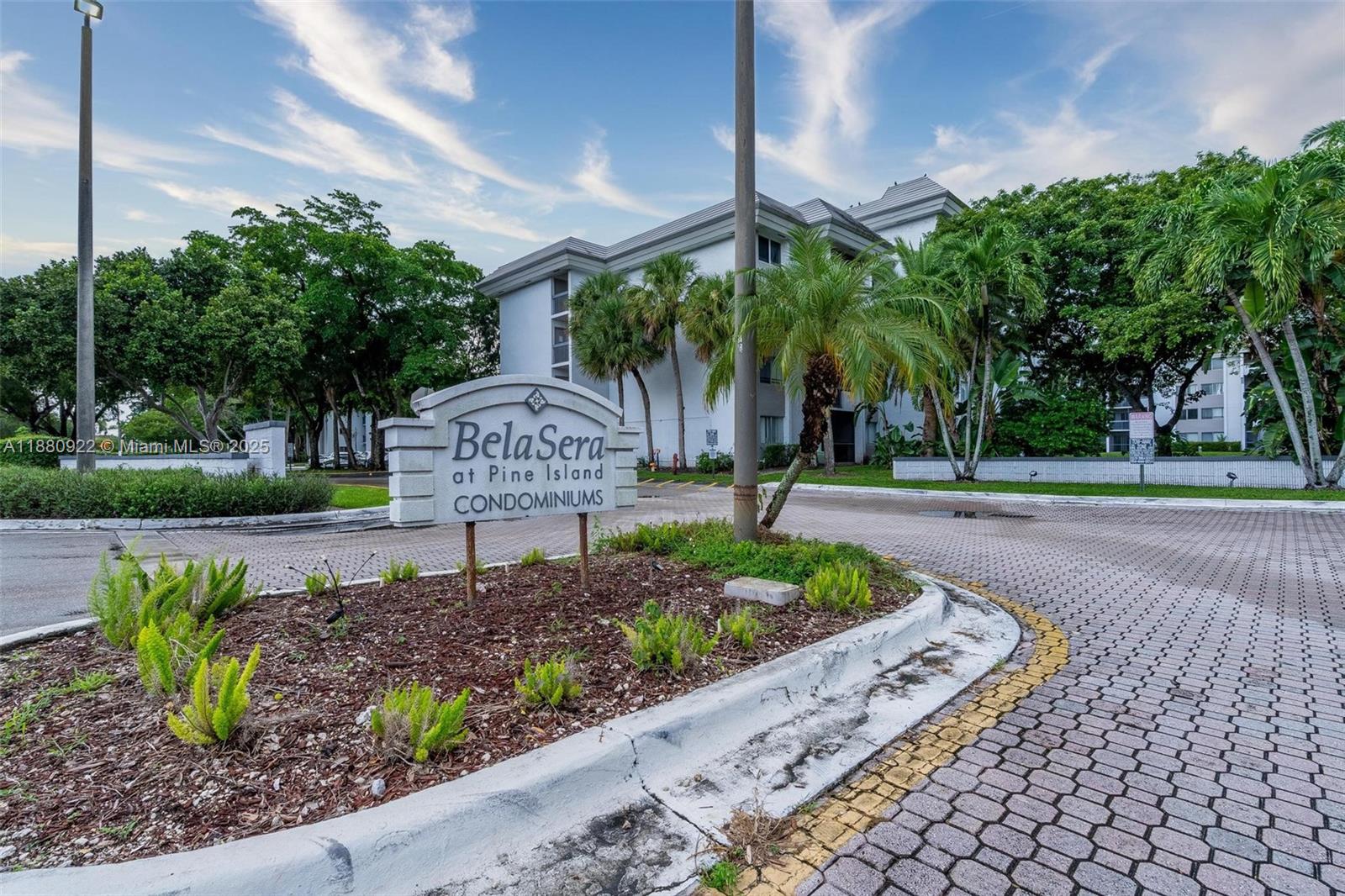 Charming 1 bed, 1.5 bath condo in the desirable Belasera at Pine Island community. This top-floor unit offers privacy, natural light, comfortable living space. Features include tile flooring throughout, spacious dining/living area, and a screened balcony with relaxing canal views. Enjoy the convenience of assigned parking, guest spaces. Community amenities include a pool, clubhouse, gym, and laundry facilities. Well-maintained complex with security cameras. Excellent location near shopping, dining, highways, and schools. No short sale, no REO. Perfect for homeowners or investors only wait 1 year homeownership. Schedule your showing today!