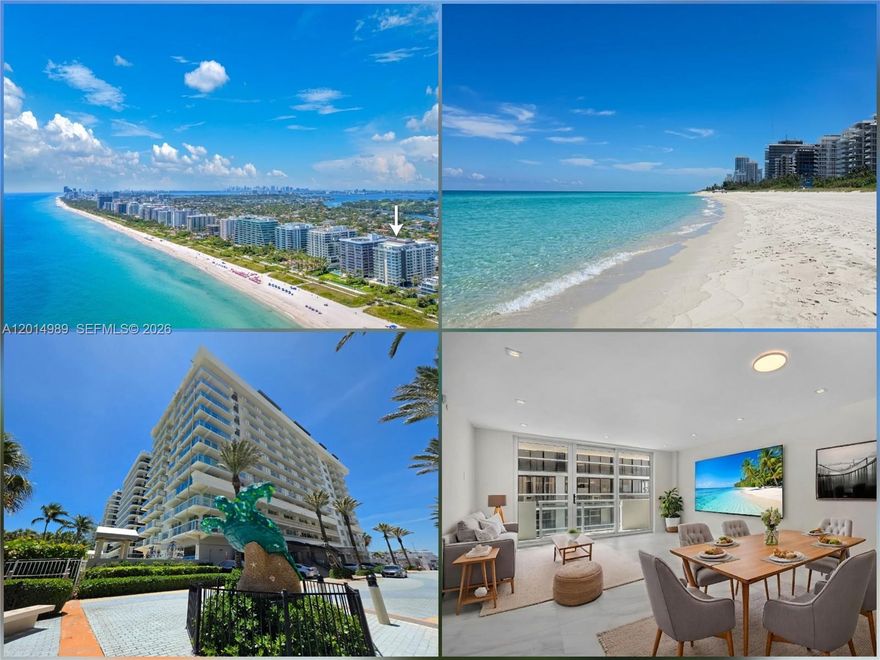 HAPPY-HOUR-TODAY- MAY 28TH 5:30-7:00 PM. RSVP Stunning Fully Renovated Residence — move right in and start living the coastal dream! This beautiful state-of-the-art 2 bedrooms (1 bed+den with door) at Spiaggia Ocean Condo is flooded with natural light and showcases breathtaking sunsets and partial ocean views. The open-concept living and dining areas flow effortlessly into a sleek kitchen with elegant marble countertops – perfect for relaxing and entertaining. Enjoy full resort-style living with 24/7 concierge, beach service, heated pool, state-of-the-art gym, and beautifully maintained outdoor areas. Building features secured lobby, doorman, and covered parking. Just one block from the world-renowned Bal Harbour Shops and moments from top dining, supermarkets. Zoned for some of Miami's best public schools. 

Don't miss your opportunity to own a turnkey, fully renovated residence in one of Surfside's most desirable addresses.