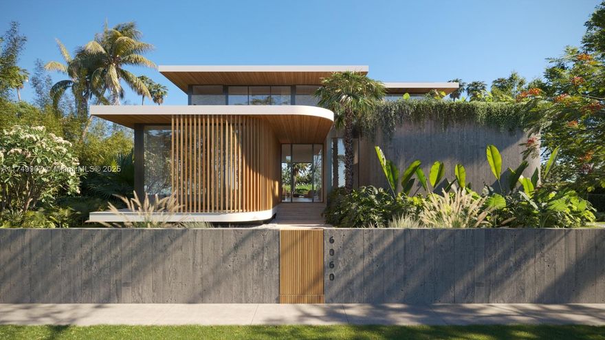 Prime land with approved plans. A tropical modern masterpiece on a prime lot with sweeping views of La Gorce Country Club. Designed by renowned Thamann Architecture, this home features warm ipe wood, board-formed concrete, and terrazzo cladding, blending seamlessly into its lush surroundings. Grand entertainment spaces and stunning green vistas define the best of Miami Beach living.