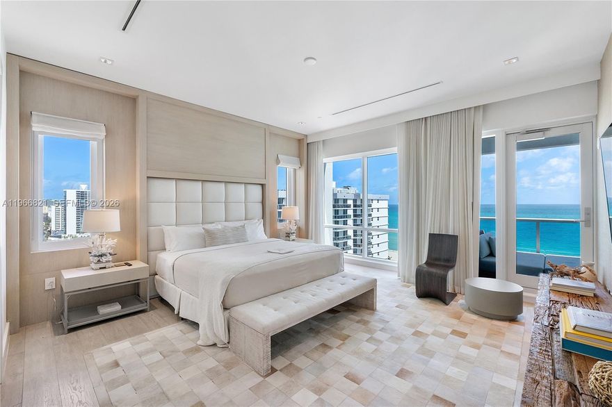 Rarely available oceanfront corner penthouse offering 2,295 SF with 3 bedrooms plus a den, currently configured as a 4th bedroom with a walk-in closet. Floor-to-ceiling glass captures unobstructed Atlantic views and exceptional natural light. Fully furnished with luxury finishes throughout.
No rental restrictions. An optional hotel program allows owners to generate income while preserving full flexibility for personal use.