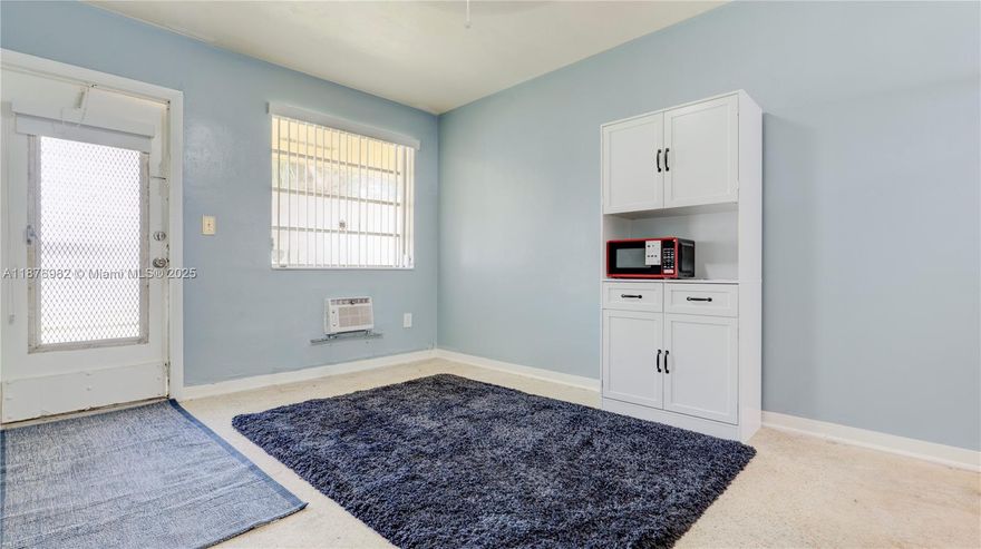 Cozy and private 1-bedroom, 1-bathroom apartment (with tub and shower) available for rent in a quiet North Miami Beach neighborhood. This unit is part of a well-maintained duplex and features a private entrance with its own key. Amenities include free air conditioning, electricity, water, exterior security cameras, and security lighting, along with a standard-size refrigerator and microwave oven (no stove provided). Conveniently located just 7 minutes from the beach and 5 minutes from major highways, the apartment is also close to restaurants, gas stations, coffee shops, retail stores, parks, a public pool, an amphitheater, and a laundromat. No smoking and no pets are permitted. Background check and security deposit are required.
