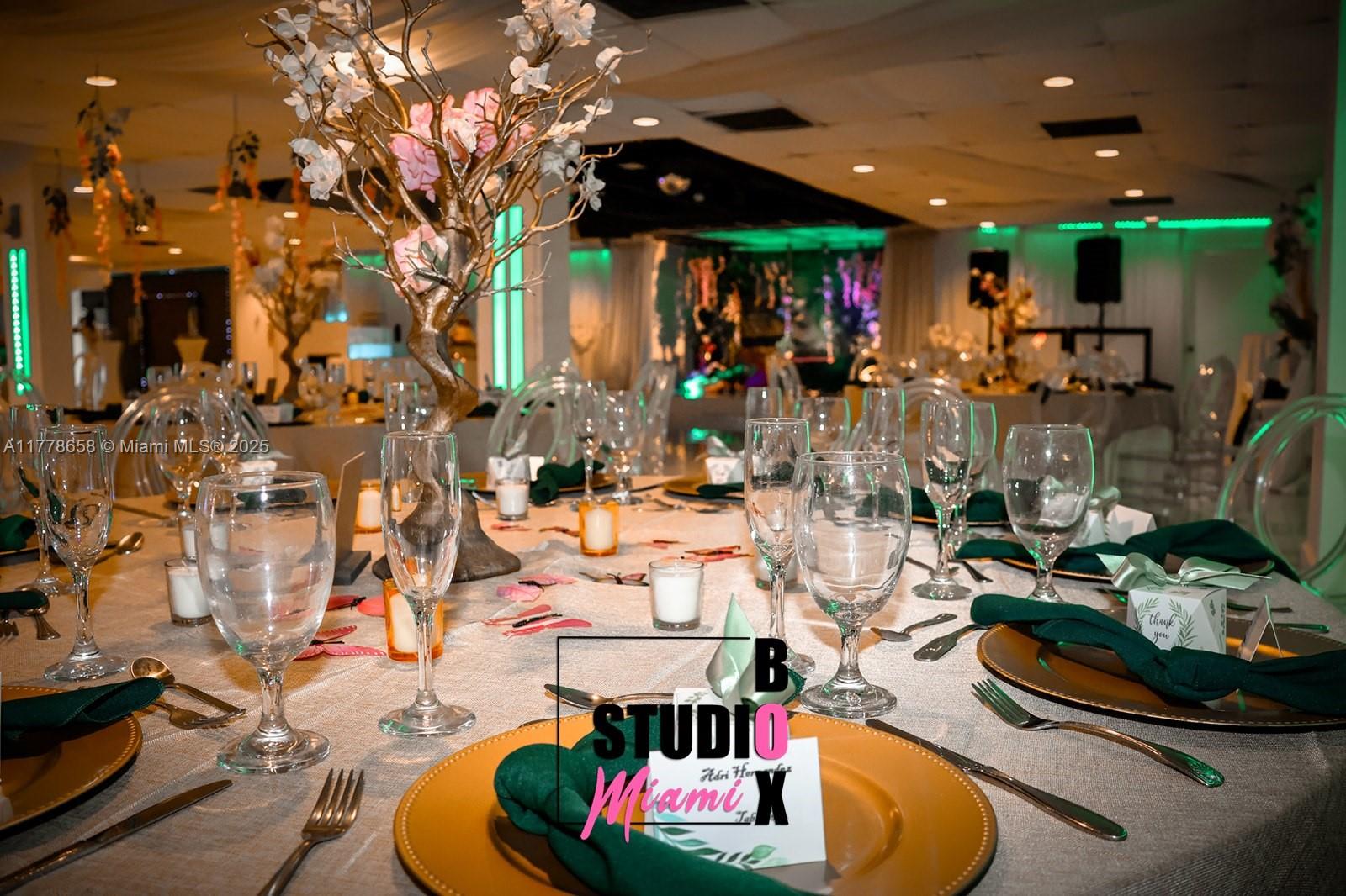 Great business opportunity. This Banquet Hall has been established for more than 24+ years. It features an excellent location, completely remodeled and in perfect conditions, over 4,500 square feet, Excellent location, close to Miami Airport Ideal location for weddings and other events. Over $150,000 in equipment and inventory. Move quickly since this one will not last.