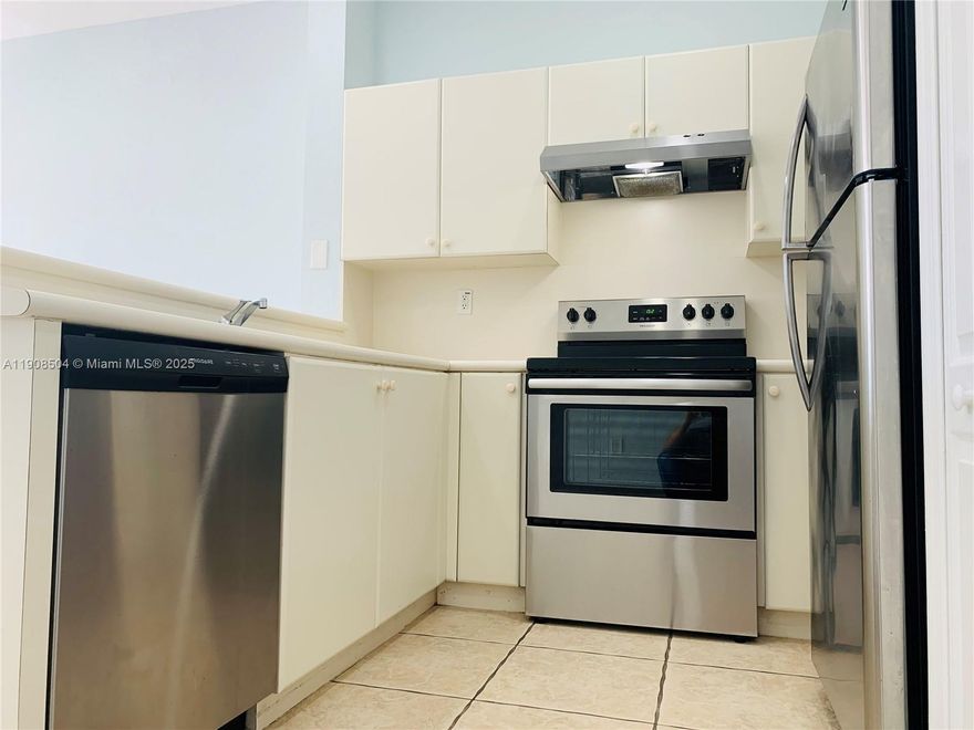 Bright 2BR/2.5BA at Shoma Homes of Country Club. Fresh paint, LED lighting, newer A/C & water heater, stainless steel appliances, and in-unit washer/dryer. Two assigned parking spaces plus guest parking. Building/association roof recently replaced. Community pool and security patrol. Ultra-convenient near I-75 & SR-826, shopping, and dining. Available now. Limited-time move-in promo: only first month + one month security deposit for qualified tenants; terms subject to change. Expedited (rush) approval available—ask for details. Easy to show.