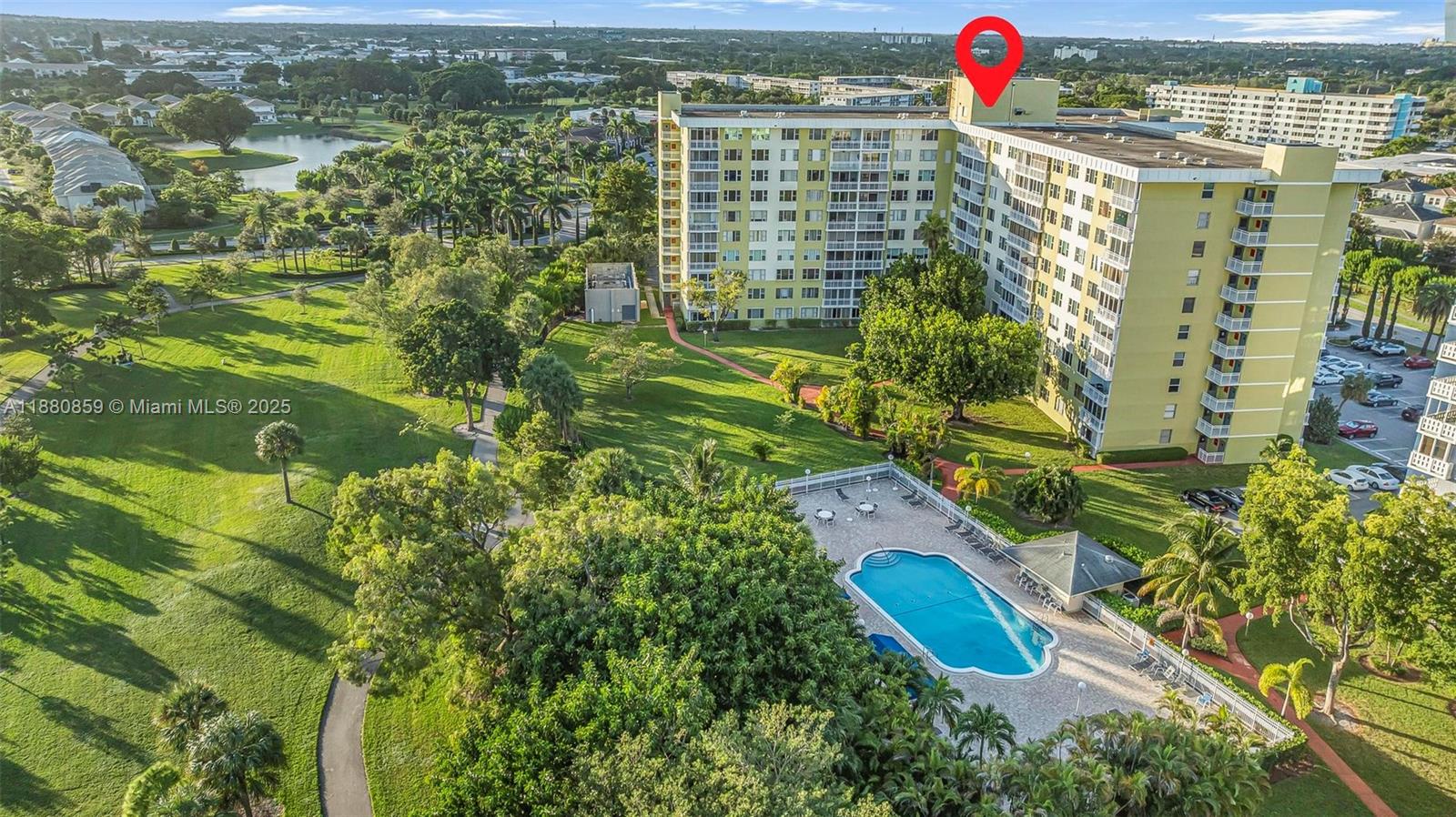 Enjoy South Florida living with beautiful views from sunrise to sunset! Check out the Hard Rock Casino and Hard Rock Stadium from your large windows and open floor plan! Amazing 2 bed, 2 bath condo with tile flooring + upgraded light fixtures. Lovely updated kitchen w/granite counters, SS appliances, and stone tile backsplash. Oversized primary bedroom with 3 closets, makeup vanity, new ceiling fan and a tub/shower combo! Great 2nd bedroom that has guest bathroom w/walk-in shower. Laundry and storage unit a few steps away. Enjoy secured building with lobby guard, heated pool, tennis courts, and walking and biking trails. Centrally located to I-95, Turnpike, FLL Airport, Gulfstream & Hard Rock Casinos, Hollywood Boardwalk, Aventura Mall & Las Olas Blvd. All ages welcome!