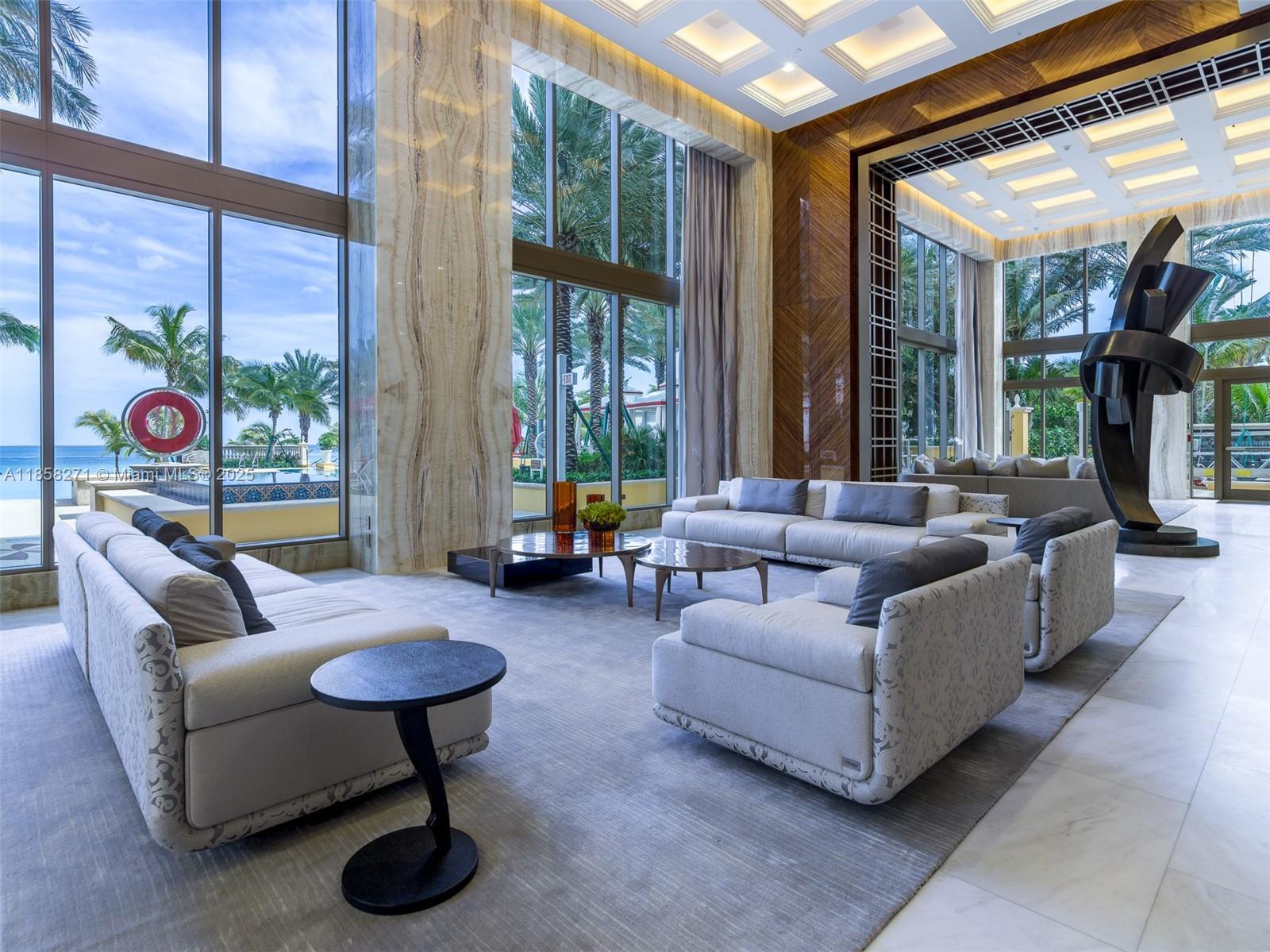 Oceanfront residence at Mansions at Acqualina. This 4-Bed/6.5-Bath residence has incredible direct Atlantic & Intracoastal views. Features 10’6” ceilings, marble & wood floors, custom millwork, Ornare leather-clad closets, Downsview kitchen with Miele appliances. South terrace with summer kitchen, Jacuzzi & fireplace. Access 16,000 sq. ft. of world-class amenities: spa, fitness center, wine & cigar lounge, cinema, and great restaurants.
Acqualina Realty Office OnSite 24/7