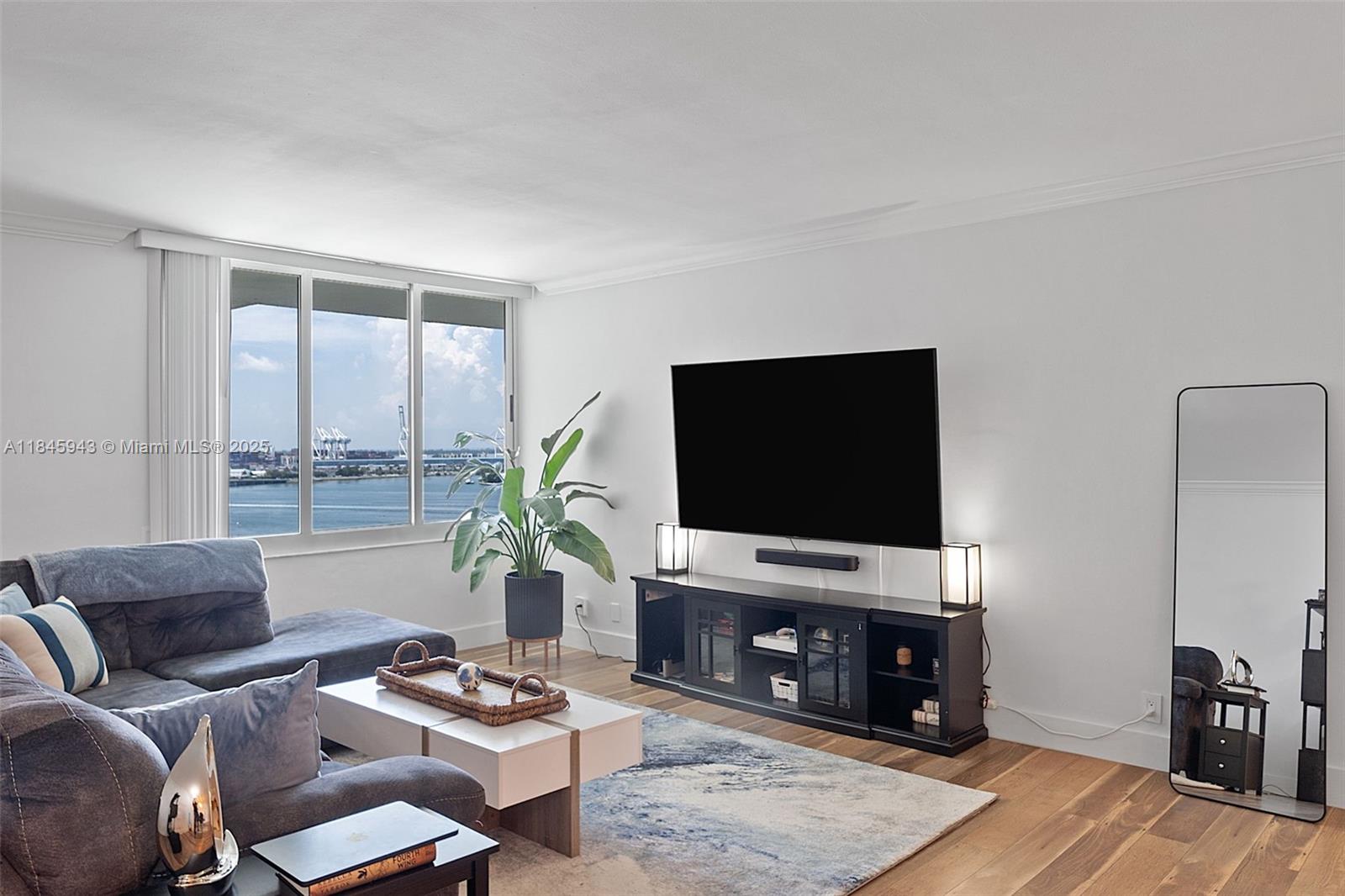 Enjoy spectacular Biscayne Bay, Port of Miami and Downtown views from this bright and beautifully renovated 1 bedroom/1 bath apartment, spacious living and dining areas ideal for entertaining. Serene wood floors throughout the entire apartment. Mirador 1200 is a full amenity building, large swimming pool, Jacuzzi, BBQ area, wonderful Biscayne Bay views, can't miss the Sunsets!! Walking distance to hip trendy restaurants, Whole Foods, Trader Joe's, Lincoln Road, Shops and more! LOCATION, location, location! Check the 3D Virtual Tour. Unit does not have a balcony. Tenant occupied through 11/30/25, paying $3,000 monthly rent, 24-hour notice.
