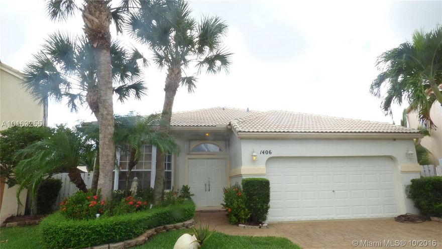 Superb 3/2 home in a gated community of Towngate in West Pembroke Pines.Super eat-in kitchen with upgraded granite counter tops, ss appliances wood cabinetry, and oversized kitchen island w/additional seating. Large Master Bedroom w/walk-in closets. Beautifully designed yard for entertaining. Great grade A rated school.Numerous upgrades throughout including bathrooms, lighting, molding,tile,wood floors.Great location,easy commute to I-75 and turnpike. Walk to community pool, parks & playground.