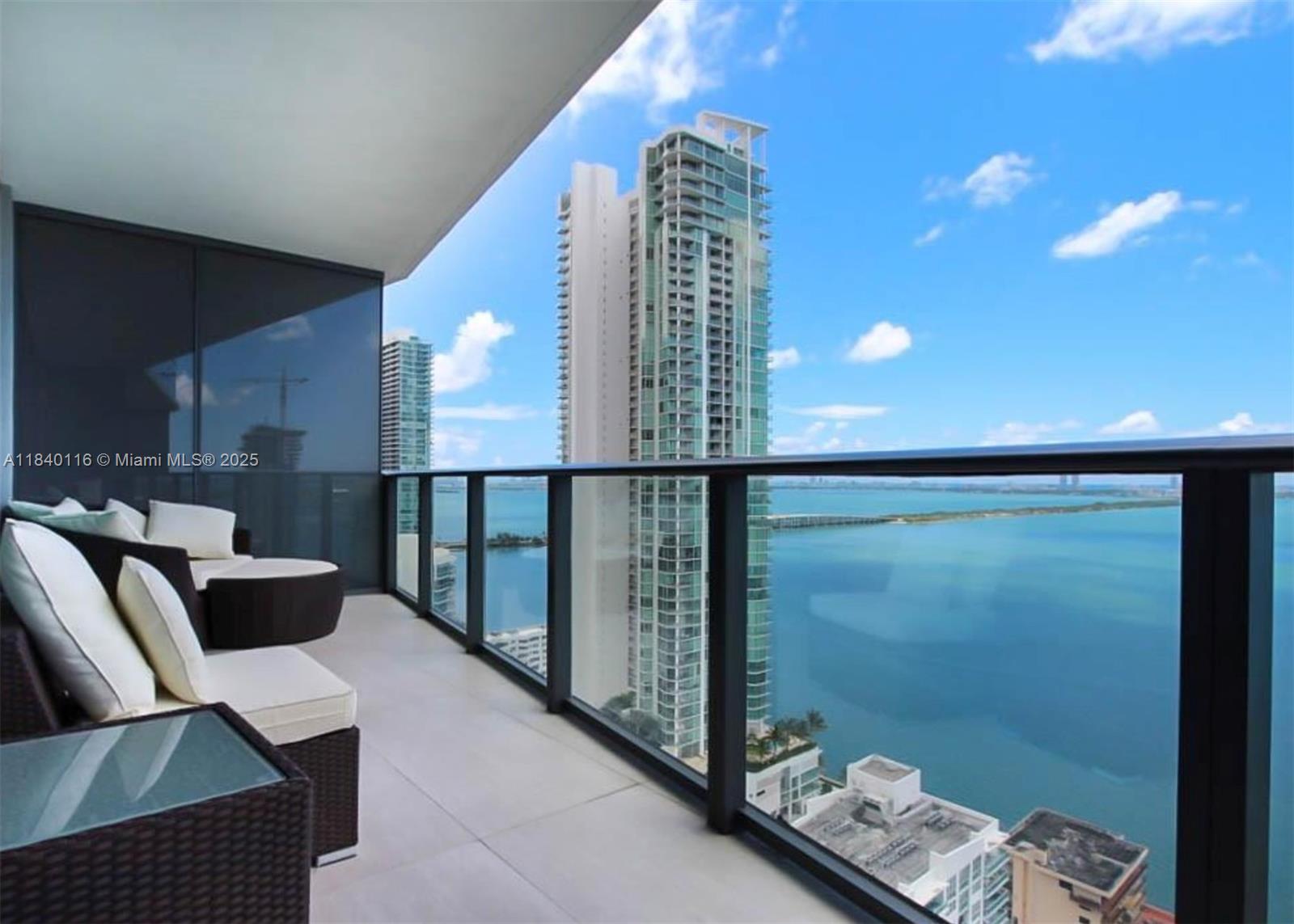 Stunning direct bay view. Spectacular 2 bedroom, 2 bath, 1,335 sq. ft. furnished condo. Features Beautiful Kitchen and Baths. Icon Bay includes Bayfront Pool, Valet Parking, Club Room, Sky Lounge, Tennis Courts, Theater Room, and Gym. Walking distance to restaurants, trolley to the Design District, and Midtown.