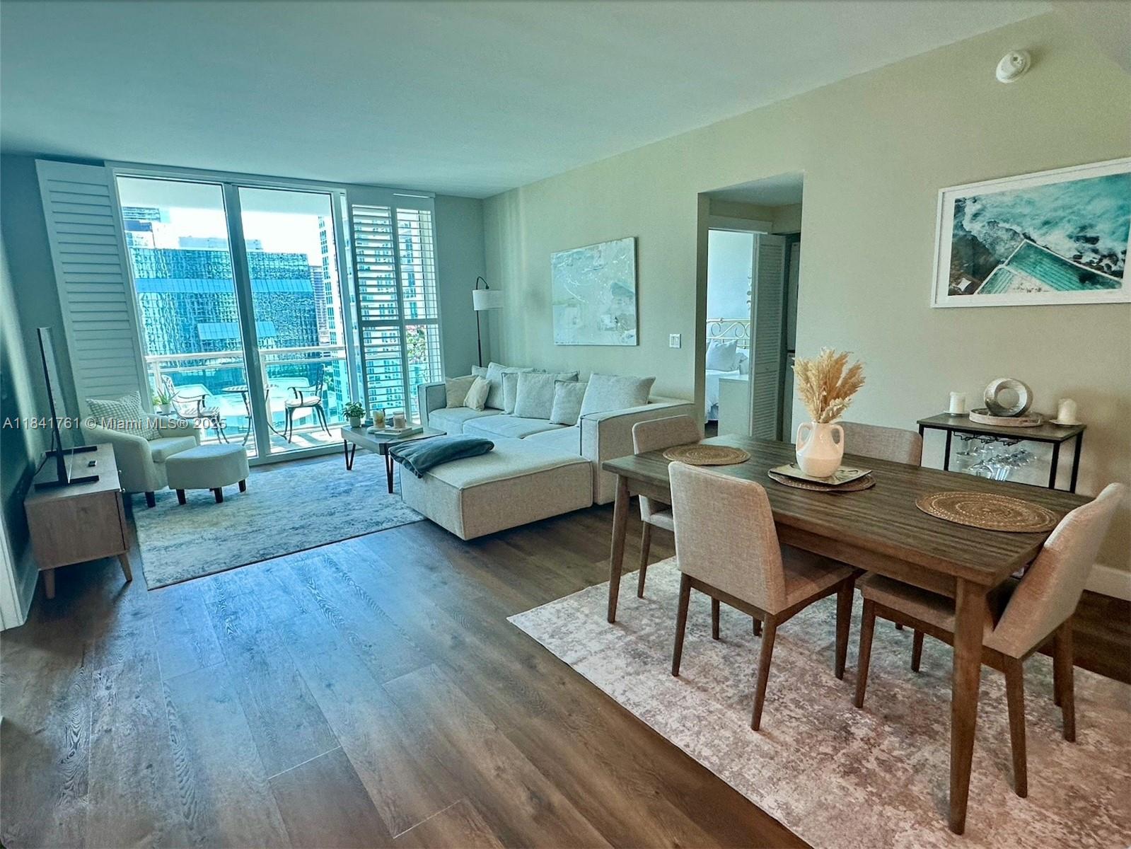LOCATION! LOCATION! One of the most desirable buildings in Brickell. Amazing condo 2/2, with bay & skyline views from the 19th floor. Lots of upgrades such as Wood floors, custom made closets, electric blinds, light sensors, New AC & Washer & dryer. The Plaza offers resort like amenities including one acre pool deck with cabanas, BBQ and meditation garden, Club Room, party room, wine cellar salon, fitness center and steam rooms, meeting rooms and theater. The building offers downtown lifestyle living, with close access to Brickell City Center, Financial District, Metro Rail. Restaurants and more. Easy to show. Text LA. Investors Only. Unit is rented until June 2026 $4,000/Month