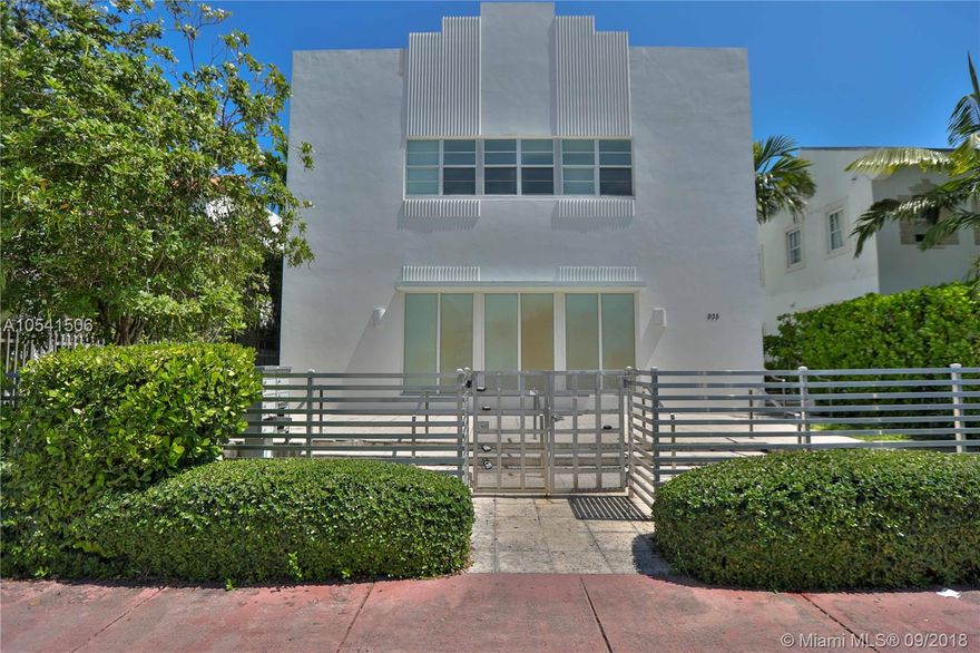 Remodeled corner 1 bedroom & 1 bath. It feels like you are living in a  Townhouse fully furnished and equipped  with utilities included.  Gated historic Boutique building with 12 luxury condos. Designed by local award winning architect, Chad Oppenheim.  Just 3 blocks from Ocean Dr and the beach. Walk to restaurants, cafes, stores, bars and the best entertainment  that South Beach has to offer including Flamingo Park for residents only with a size Olympic swimming pool, tennis court, . Unit features very high 14ft ceiling with large window bringing a lot of  natural light inside. Custom built kitchen with stainless steel appliances, granite countertop, polish concrete  floors throughout, central AC, washer/dryer, microwave, and electric stove.  Easy Street Parking with residential pass.