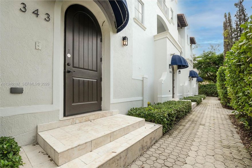 LUXURY FULLY RENOVATED TOWNHOME IN EXCLUSIVE CORAL GABLES. WITH 3,094 SQ FT, THIS CORNER UNIT BOASTS 3 BEDROOMS, 3 BATHROOMS ( 2 EN SUITE), PRIVATE INTERIOR ELEVATOR, IMPACT WINDOWS AND DOORS, DEDICATED GENERATOR, 2 CAR GARAGE, PRIVATE LAUNDRY, 9.5 FOOT CEILINGS, AND PRIVATE ROOFTOP TERRACE. TOP OF THE LINE APPLIANCES AND FINISHES. *TAXES WILL BE ACCESSED UPON CONDO DECLARATION FILING *SQUARE FOOTAGE AS PER SURVEYOR CALCULATIONS