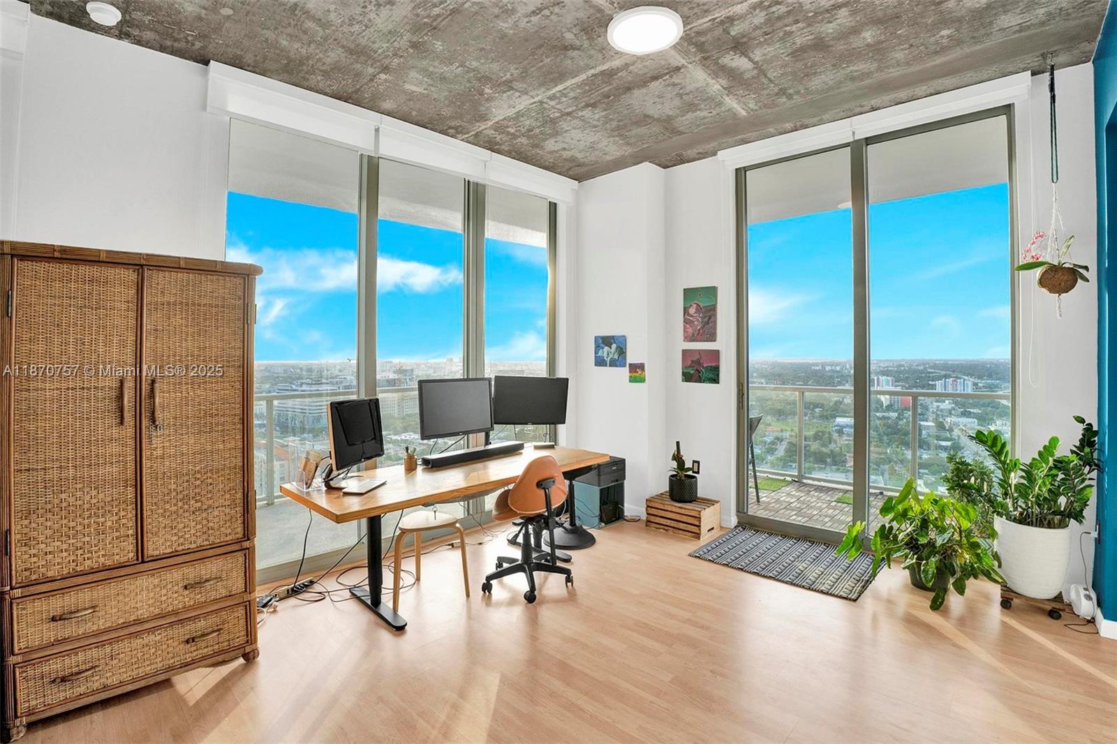Perfect seasonal or annual retreat! Stunning corner unit boasts breathtaking sunset views from every room. Go into the expansive wrap-around Zen terrace, where you can indulge in outdoor living, gardening, and relaxation. Inside, discover a furnished 2BD oasis, ideal for long-term and short-term tenants. Modern amenities include an in-unit Washer/Dryer, a chef’s island, floor-to-ceiling impact windows/doors, high ceilings, and a walk-in closet. Two Midtown offers a 5-star lifestyle with its full-service building, featuring a refreshing pool, cabanas, hot tubs, steam and sauna rooms, fitness center, valet, and concierge services. Plus, you’ll be right in the heart of the district, surrounded by cafes, restaurants, Trader Joe’s and more. Monthly housekeeping included for added convenience