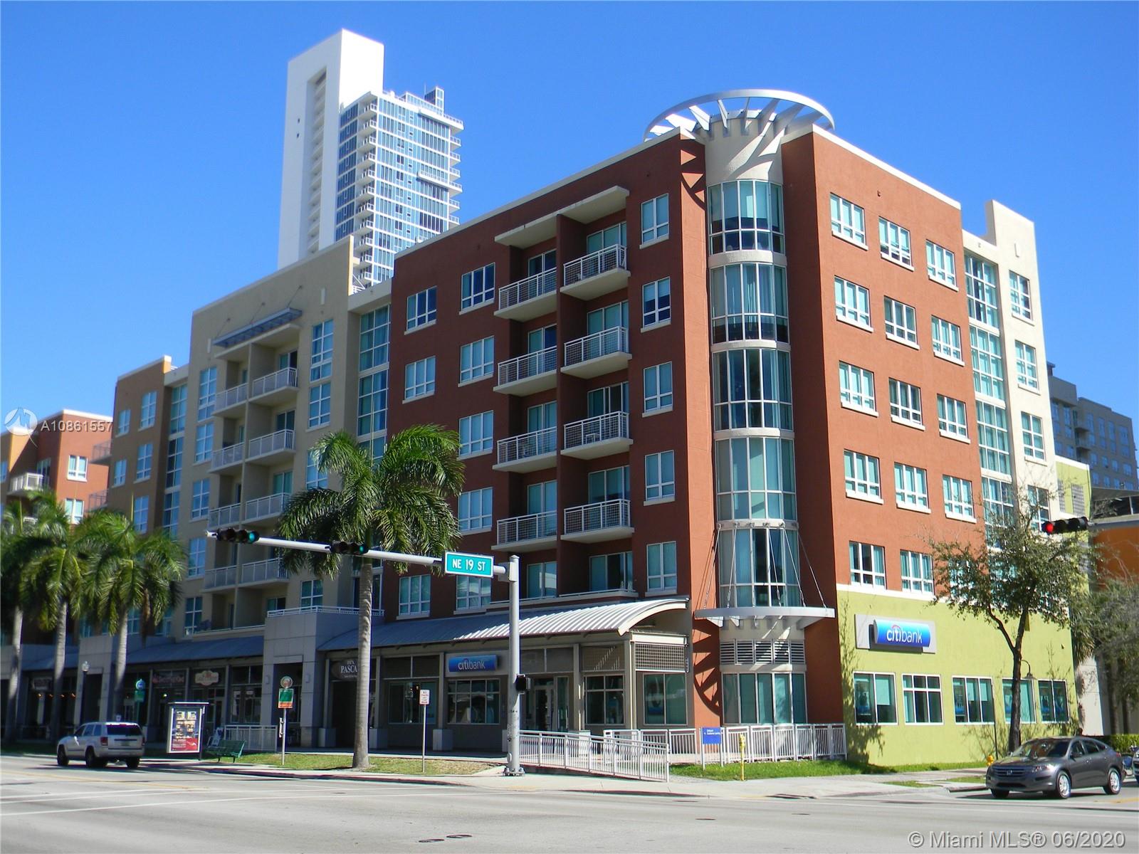1/1 loft-style condo w/11' ceilings, private enclosed bedroom with a large window, large trendy eat-in kitchen w/kitchen island. Polished concrete floors in living-dining areas and laminate wood floors in bedroom. Nice size quiet & private balcony with partial NE bay views. Full-size W/D in unit. 1 parking space incl. CITE is a full-service condo offering 24/7 front desk, valet, security and tranquil amenities such as beach-style-pool, jacuzzi, large TechnoGym open 7 days a week from 6am-11pm. Note: amenities are closed until further notice. For showings, please see attached unit video. Great location in front of Pace Waterfront park, walk to shopping and dining. Close to Downtown, Brickell, beaches, airport, hospitals and all major highways. Available July 1st for a 1-year-lease or longer
