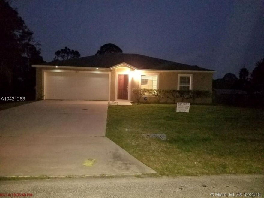 Single family home ready to be occupied at Port Malabar, professionally managed, features three bedrooms and two baths, living/dinning, spacious kitchen, double car garage, hook up inside unit (as per management washer/dryer machines won't be installed). Renter insurance is required to move in.