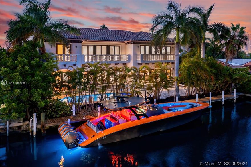 Welcome to this spectacular Mediterranean Mansion in the exclusive waterfront neighborhood of Eastern Shores.  As you pull into the driveway the Curb Appeal is breathtaking. Designed with taste, this lavish home features 6 Bedrooms and 6.5 Bathrooms. An open entry with high ceilings when you come inside, large gourmet Kitchen with spacious bar, gas range and island. Other features include a Mosaic pool with jacuzzi, large family room, a formal dining room, a theater room and a fully equipped dock with 80 Feet of Dockage on a wide canal. No fixed bridges to the intracoastal! 24/7 Gated community.