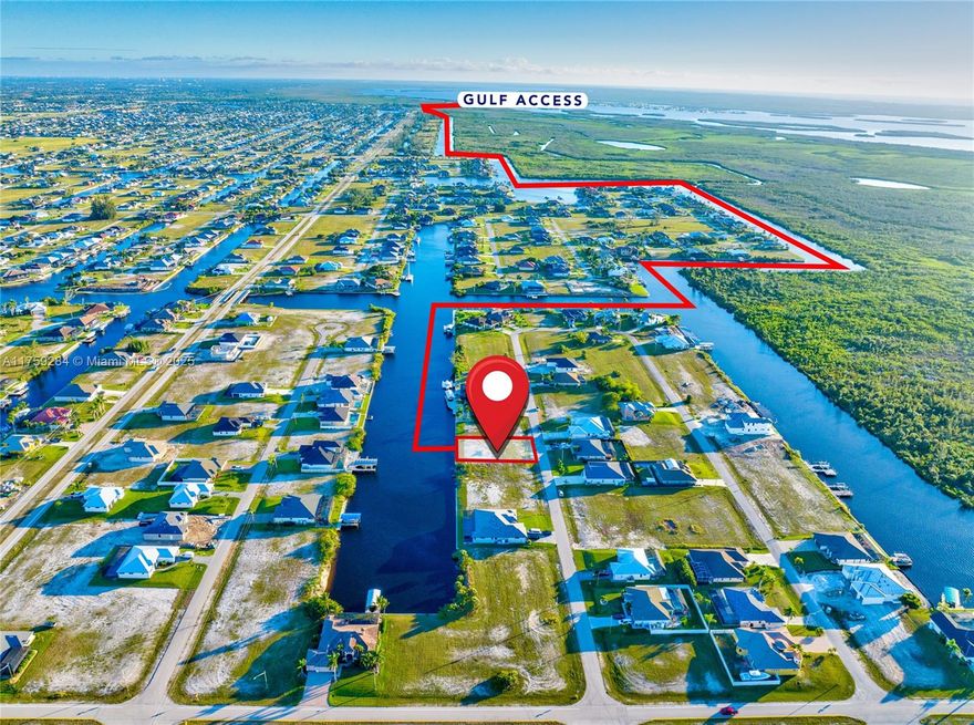 An amazing waterfront lot. No bridge/direct sailboat Gulf access. Located to the West of Burnt Store Rd and South of Gulfstream Blvd, a booming section of Cape Coral. New SEAWALL. The "Salida" canal measures over 180 feet across and is situated in the situated in the rapidly growing NW of Cape. Eastern rear exposure with breathtaking water views. Minutes to the highly desirable Spreader canal that leads the way to the Gulf. This is an absolute spot for boater's ultimate dream with endless opportunities to enjoy Florida waterfront living style. Easy access to Matlacha Pass, few miles to Punta Gorda, a Golf Course, Marina, nearby parks such as Sirenia Vista, Joe Stonis Park, Tropicana Park, and coming Seven Islands project. S Start planning building your dream home in tropical paradise.
