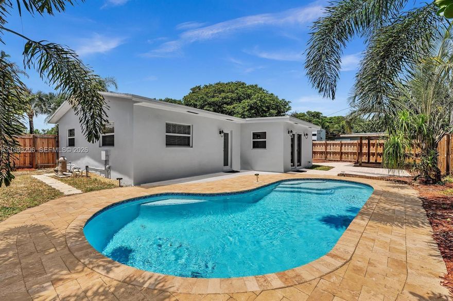 Fully renovated single-story pool home in the desirable Cresthaven neighborhood of Pompano Beach, just 9 minutes from the beach. This freshly painted residence offers bright, open living areas with high-volume ceilings, a custom cabana bathroom, plus a newly remodeled modern kitchen complete with a gas oven, quartz countertops, and top of the line SS appliances. Major upgrades include a new roof, new A/C, and the protection of full impact doors and windows throughout. The split-bedroom floor plan includes a spacious primary suite with two walk-in closets. Best of all, the home features a generous driveway, lush landscaping, and a fully fenced backyard oasis with a covered pergola and outdoor BBQ - overlooking the refreshing pool area. Easy to see and No HOA!