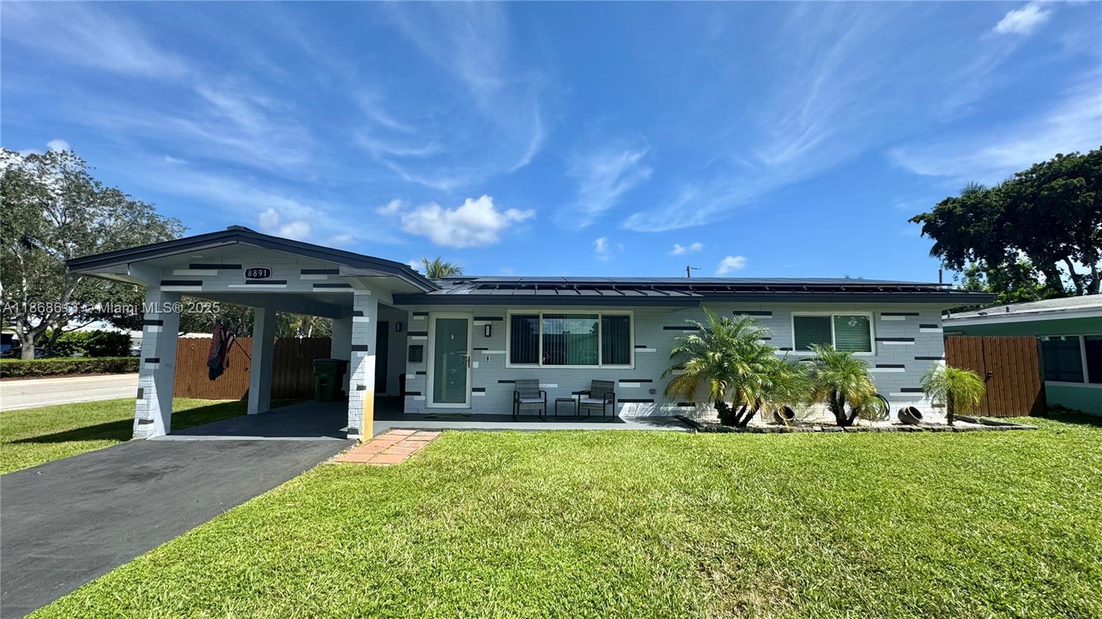 This spacious residence offers 2 bedrooms, 1 bathroom, plus a large den that can easily serve as a family room, home office, or guest space. The open floor plan includes a convenient laundry room, impact windows and doors, metal roof, and fenced yard for added privacy. Enjoy major savings on utilities with solar panels keeping your electric bill low. Perfectly located just minutes from top shopping, dining, schools, and expressways. Rent includes lawn maintenance and pest control. Must obtain renters insurance.