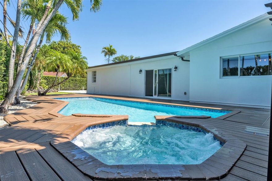 Absolutely stunning one story pool house, just two blocks from the Florida Turnpike Bird Rd exit! Features completely remodeled kitchen, floors & bathrooms, new LED lighting, fresh exterior and interior paint, new closets, new appliances, new roof, washer & dryer. New laminated floors. Big backyard with pool and gazebo with TV connection for entertaining. Driveway, impact windows and doors. Rent includes pool and lawn service. Available immediately.