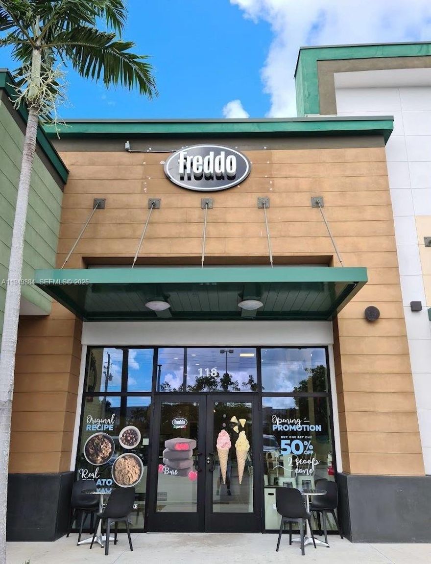 Fantastic Opportunity – Successful Freddo Traditional Italian Gelato Franchise. Don’t miss this amazing opportunity to own a highly successful franchise in the heart of Pembroke Pines! This shop has been open and thriving for 3 years, located in a very busy shopping plaza, with Twin Peaks Restaurant right next door — a prime location with excellent visibility and foot traffic. Avoid the headaches of construction delays, permits, & setup costs that can take a year or more. Step right into a fully operational franchise that’s already producing. Highlights: Established & profitable for 3 years, high-traffic location, Full franchise training & support,Sale price below the cost of opening a new franchise, Long-term 10-year lease secured through 2031, with an additional 10-year renewal option.
