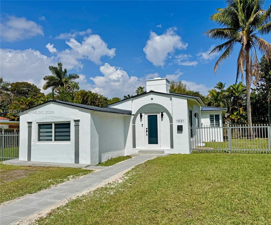 Amazing opportunity to own this newly remodeled turn-key home in Miami’s coveted East Shorecrest neighborhood. The soaring cathedral ceiling with exposed beams makes this 3-bedroom, 2-bathroom house feel bright and airy and offers a seamless blend of Old-World charm and modern amenities. Major upgrades include a new Metal Roof 2025, Impact Windows & Doors 2025, plumbing and tankless water-heater 2024. Recent renovations of the kitchen and bathrooms feature stainless steel appliances, contemporary cabinetry and modern fixtures. Other upgrades include new porcelain wood-grain flooring through-out, LED light fixtures, tiled entry walk-way, interior and exterior paint and motorized zebra window treatments. The A/C system and air ducts recently had a full maintenance service (no central heating). The property is on a quiet street just walking distance from Biscayne Bay and sits on a generous 8,332 sf lot with ample room for your dream pool. Best of all, no HOA!