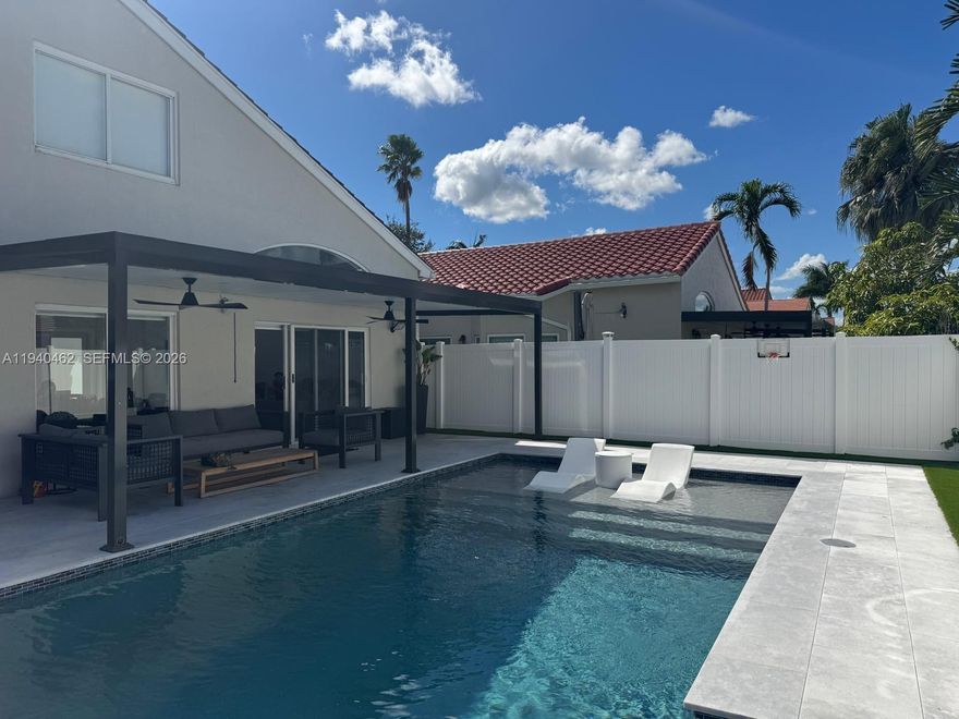 Beautiful, completely remodeled home in the prestigious gated Oakridge community. Updates include a brand-new kitchen, renovated bathrooms, new appliances, and modern flooring throughout. Spacious backyard with pool . 24/7 guarded community.